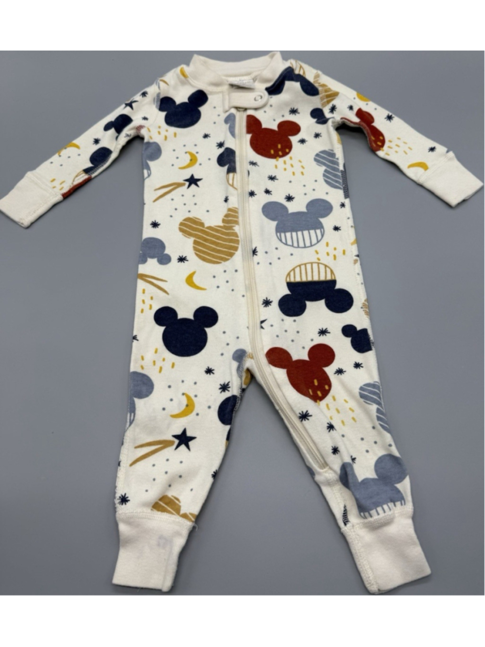 Disney Mickey Mouse Print Organic Cotton Coverall 3-6 Months Long Sleeve